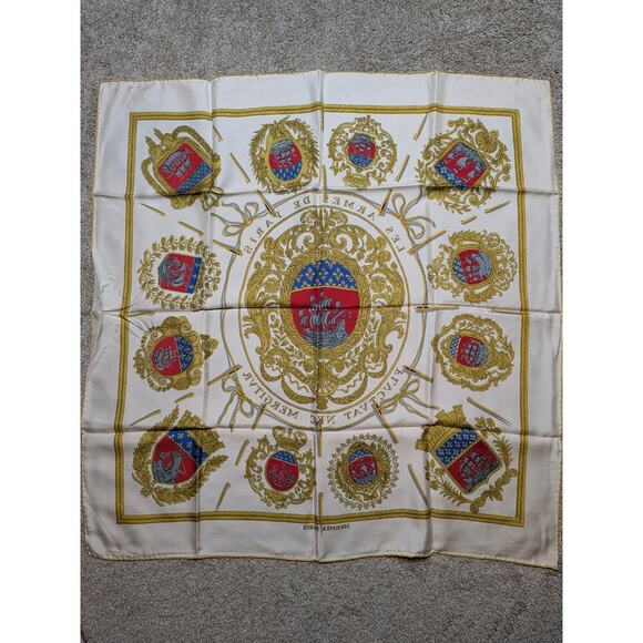 Vintage HERMÈS "Les Armes de Paris" by Hugo Grygkar 1954 Rare Silk Scarf 34"inch - Picture 4 of 6
